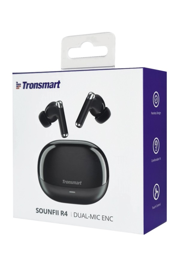 TRONSMART earphones με θήκη φόρτισης Sounfii R4, TWS, ENC, 12mm, μαύρο