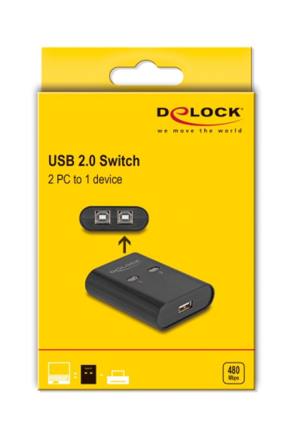 DELOCK USB Type B switch 11503, 2 σε 1, μαύρο