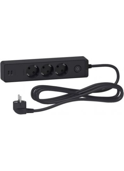 APC Socket ST943U1WA, 3 Outlets ,USB Type, 3m Cable, Black