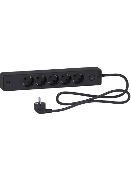 APC Socket ST945U1B, 5 Outlets ,USB Type, 1.5m Cable, Anthracite