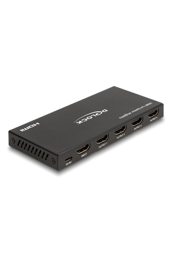 DELOCK HDMI splitter 18652 με downscaler πλήκτρο, 4 σε 1, 4K/60Hz, μαύρο