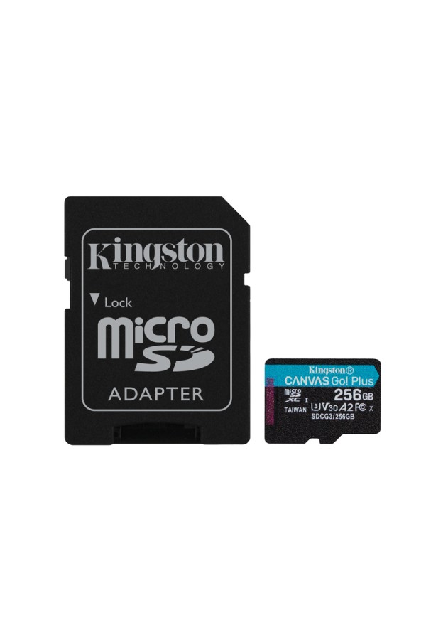 KINGSTON Memory Card MicroSD Canvas Go Plus SDCG3/256GB, Class 10, SD Adapter