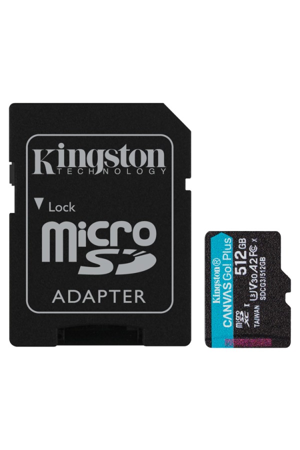 KINGSTON Memory Card MicroSD Canvas Go Plus SDCG3/512GB, Class 10, SD Adapter