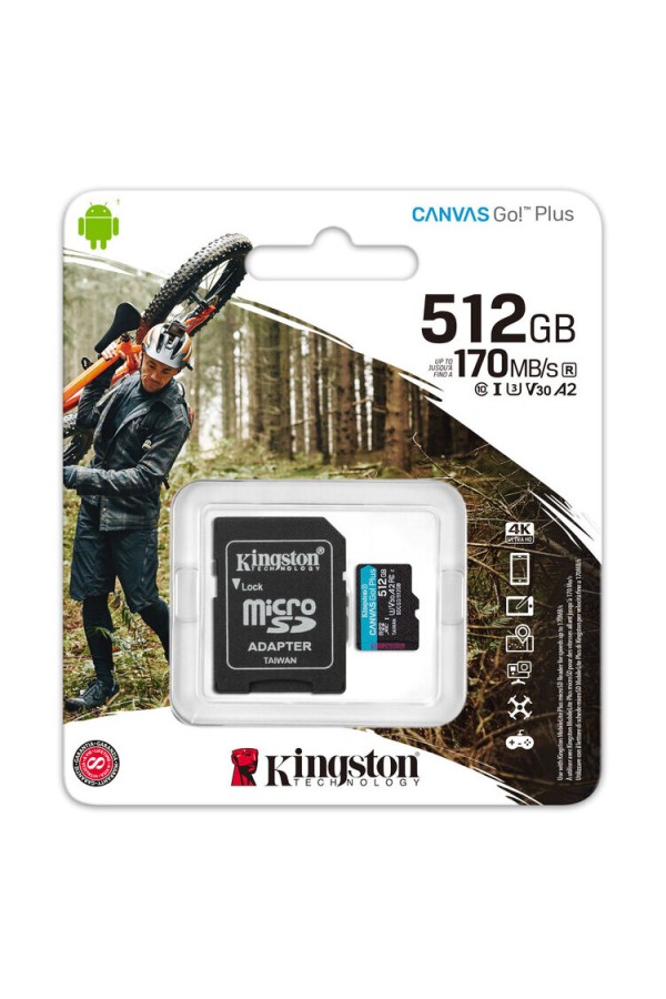 KINGSTON Memory Card MicroSD Canvas Go Plus SDCG3/512GB, Class 10, SD Adapter