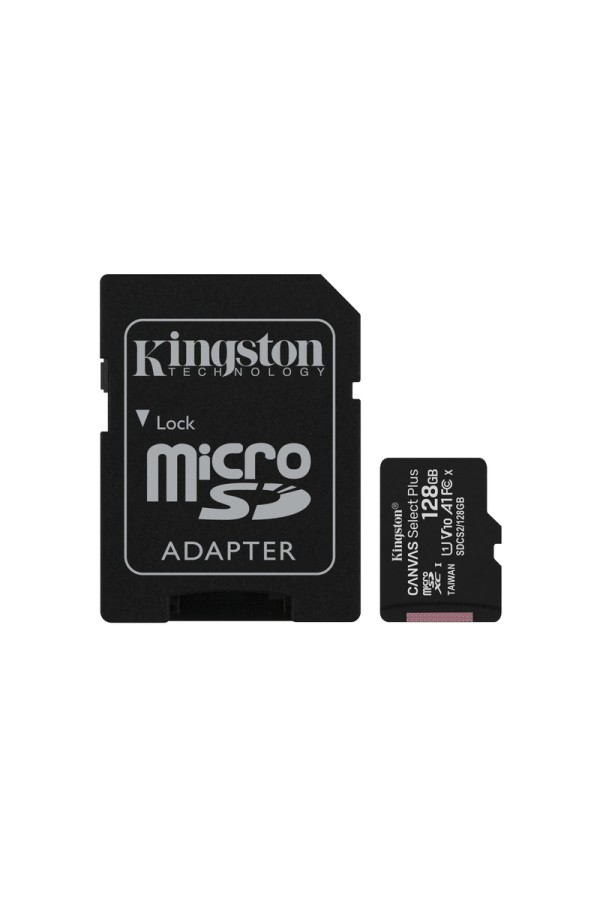 KINGSTON Memory Card MicroSD Canvas Select Plus SDCS2/128GB, Class 10, SD Adapter