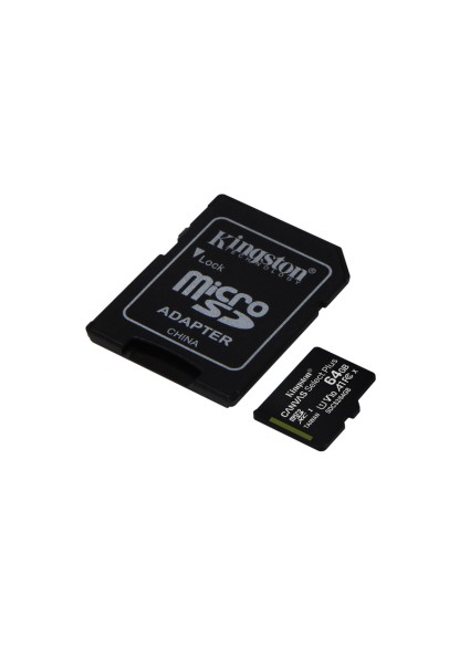 KINGSTON Memory Card MicroSD Canvas Select Plus SDCS2/64GB, Class 10, SD Adapter