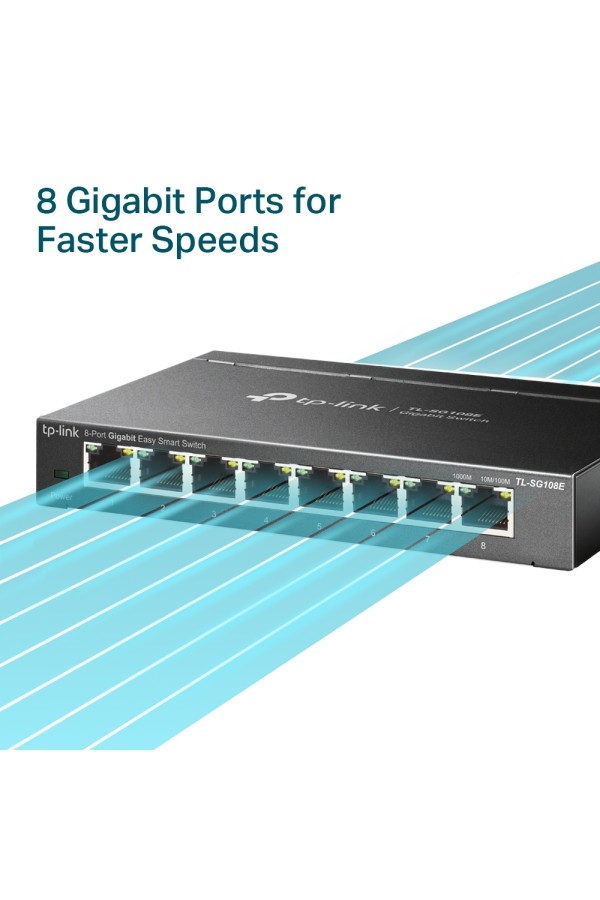 TP-LINK SWITCH TL-SG108E, 8 PORT, 10/100/1000 MBPS