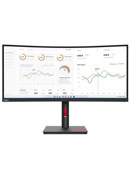 LENOVO Monitor ThinkVision T34w-30 34'' WQHD VA, Curved, Slim Bezel, RJ45, HDMI, USB-C, Display Port,  Height adjustable, 3YearsW