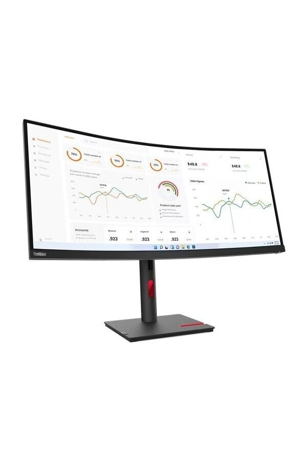 LENOVO Monitor ThinkVision T34w-30 34'' WQHD VA, Curved, Slim Bezel, RJ45, HDMI, USB-C, Display Port,  Height adjustable, 3YearsW