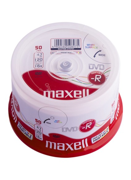 MAXELL DVD-R 275701, 4.7GB, 120min, 16x speed, printable, Cake 50τμχ