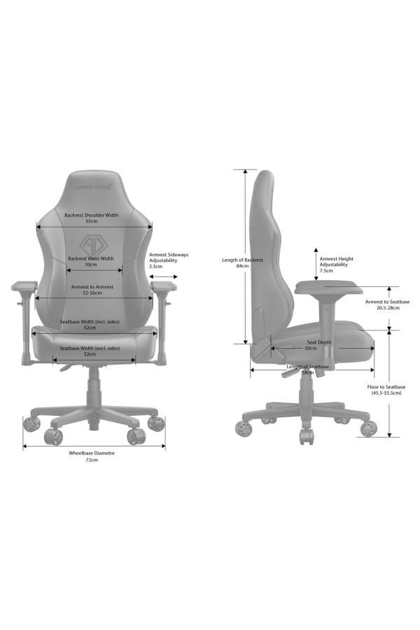 ANDA SEAT Gaming Chair PHANTOM-3 PRO Large Grey Fabric