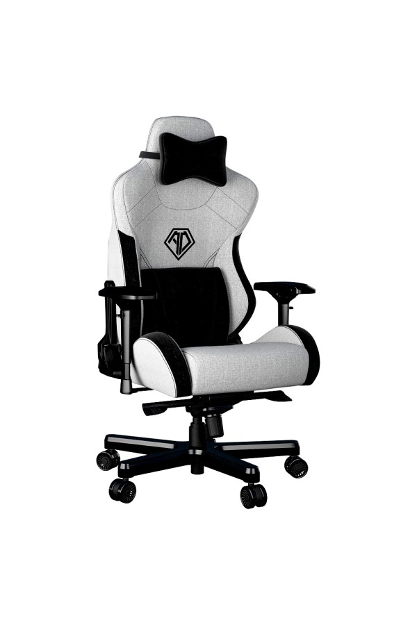 ANDA SEAT Gaming Chair T-PRO II Light Grey/ Black FABRIC with Alcantara Stripes