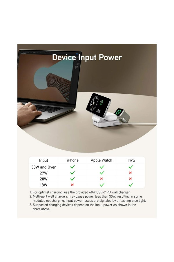 ANKER MagGo 3-in-1 Charging Station Qi2 Certified 15W White
