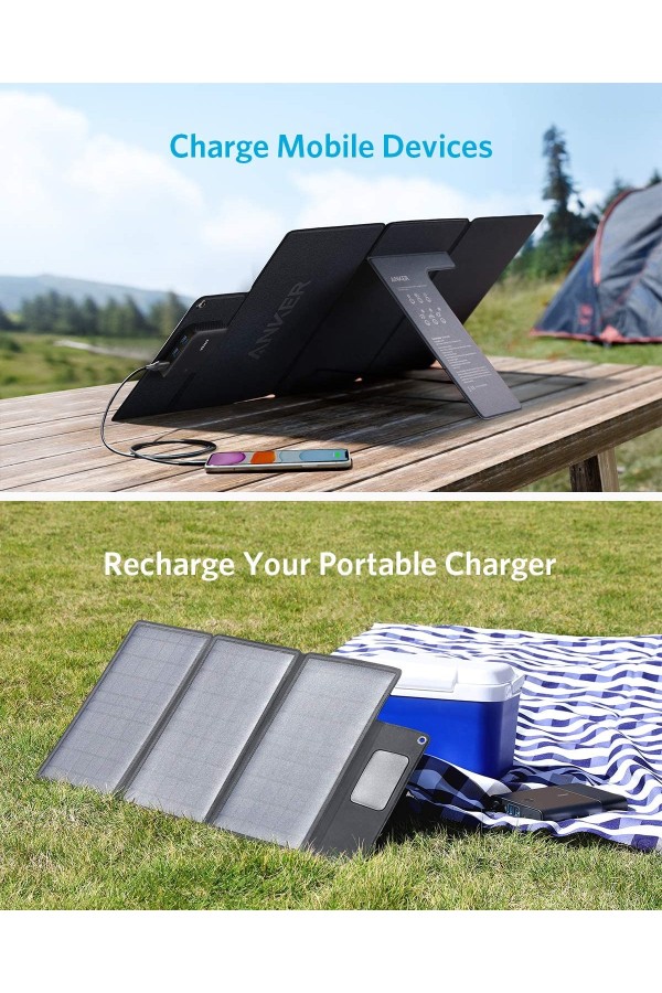 ANKER Solar Charger Monocrystalline Panel 24W 3-Port USB
