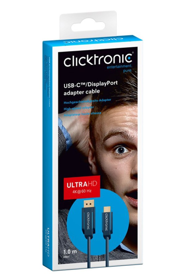 CLICKTRONIC καλώδιο DisplayPort σε USB Type-C 44931, 4K/60Hz, 1m, μπλε