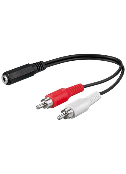 GOOBAY καλώδιο 3.5mm θηλυκό σε 2x αρσενικό RCA 50092, 0.2m, μαύρο