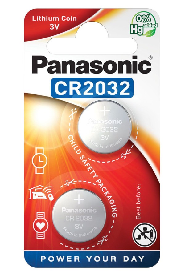PANASONIC μπαταρία λιθίου, CR2032, 3V, 2τμχ
