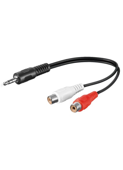 GOOBAY καλώδιο 3.5mm male σε 2x RCA female 50600, 0.2m, μαύρο