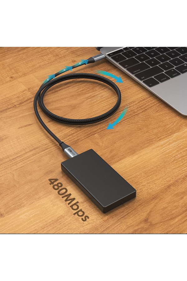 CABLETIME καλώδιο USB-C CMCM60W, 60W PD, 480Mbps, 1m, μαύρο