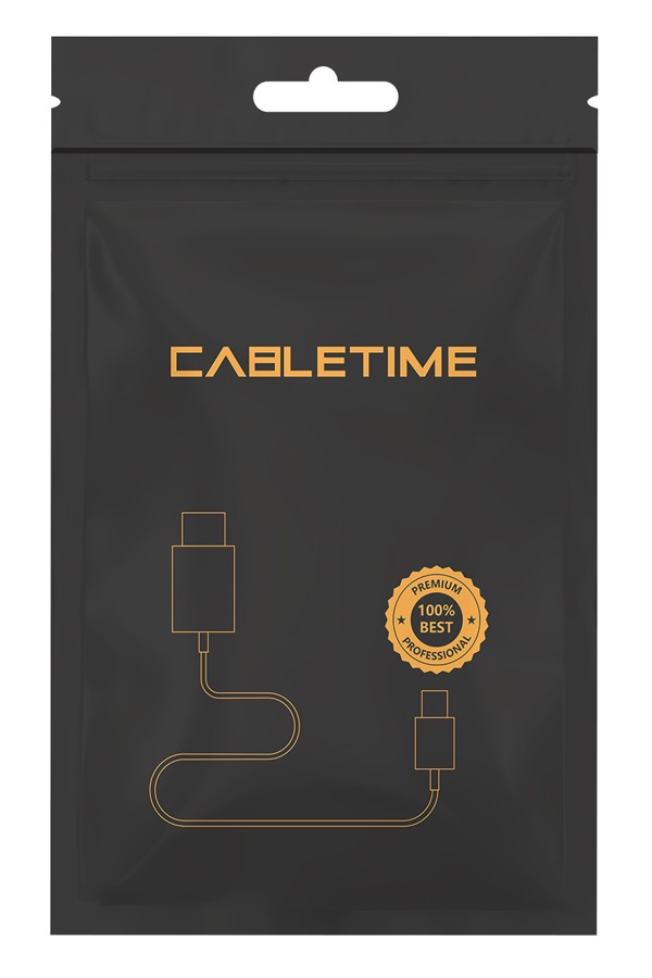 CABLETIME καλώδιο USB-C CMCM60W, 60W PD, 480Mbps, 1m, μαύρο