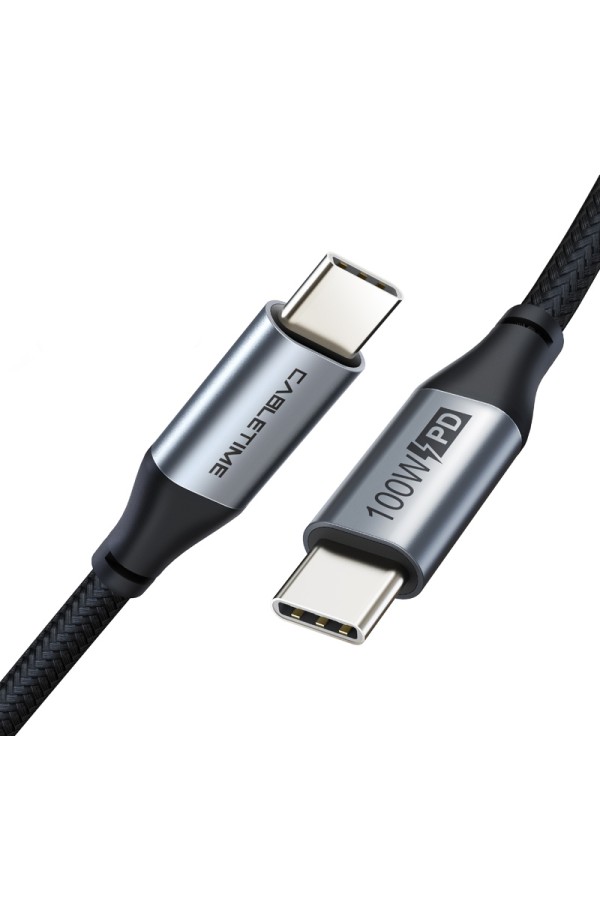CABLETIME καλώδιο USB-C CMCM100W, 100W PD, 480Mbps, 2m, μαύρο