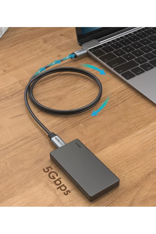 CABLETIME καλώδιο USB-C CMCM60, 60W PD, 5Gbps, 4K, 1m, μαύρο