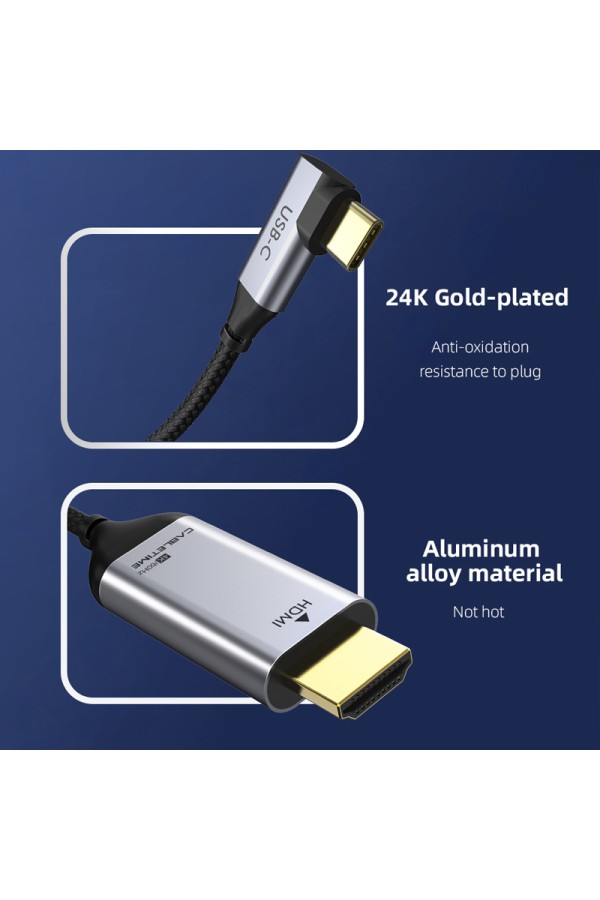 CABLETIME καλώδιο USB-C σε HDMI CT-CMRHD1, γωνιακό, 4K/60Hz, 1.8m, μαύρο