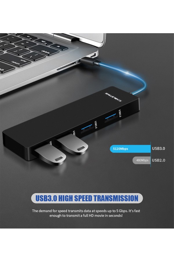 CABLETIME USB hub CT-HUB4E, 4x θυρών, 5Gbps, USB-C σύνδεση, μαύρο