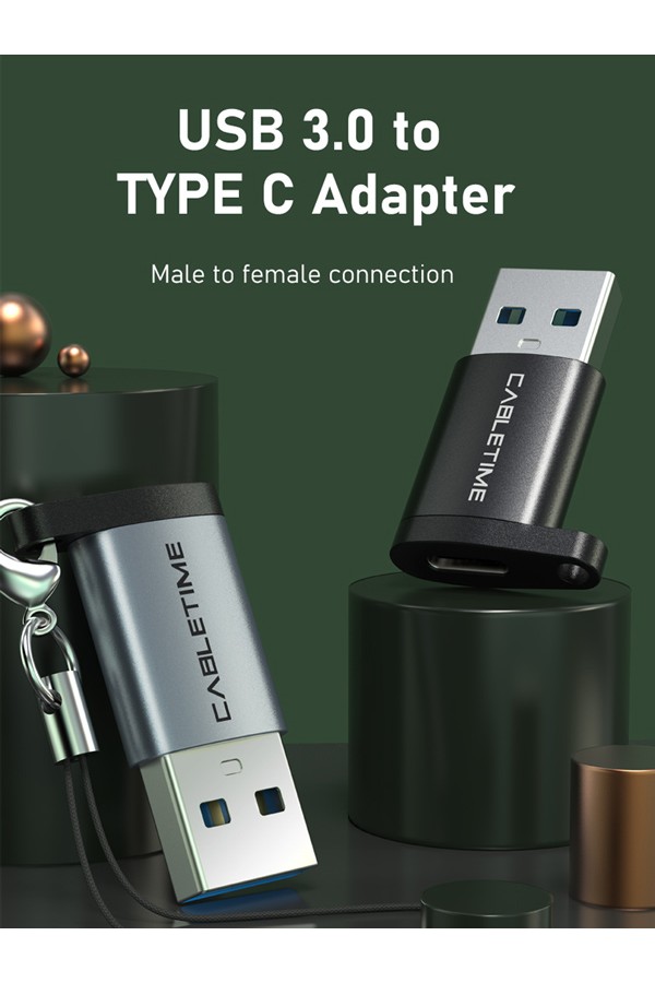 CABLETIME αντάπτορας USB-C σε USB CT-AMCF, 10.5W, 5Gbps, γκρι