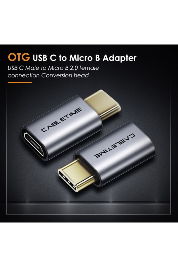 CABLETIME αντάπτορας USB-C σε micro USB CT-CMMCBF, 480Mbps, γκρι