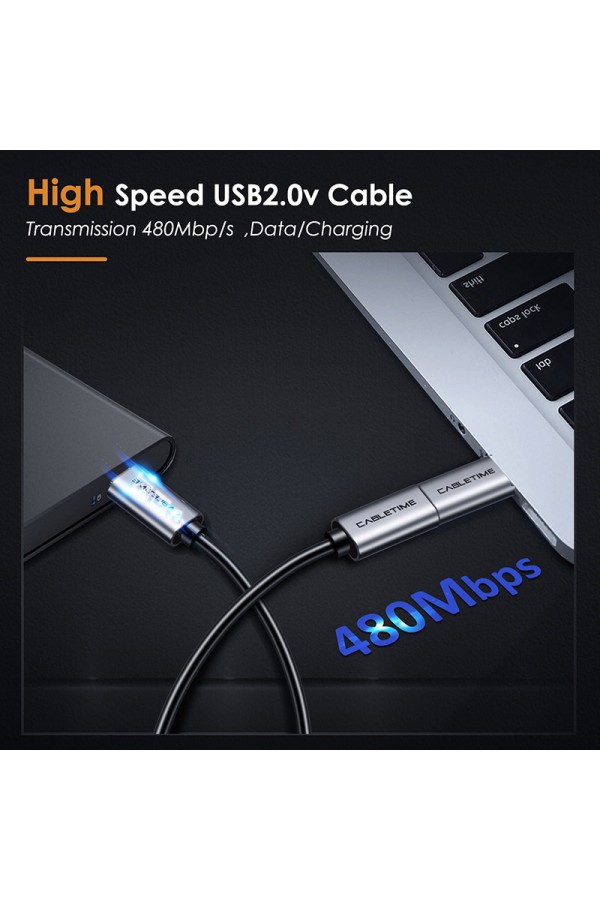 CABLETIME αντάπτορας USB-C σε micro USB CT-CMMCBF, 480Mbps, γκρι