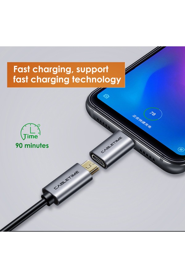 CABLETIME αντάπτορας USB-C σε micro USB CT-CMMCBF, 480Mbps, γκρι