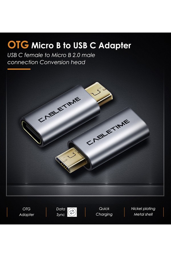 CABLETIME αντάπτορας micro USB σε USB-C CT-CFMCB, 480Mbps, γκρι