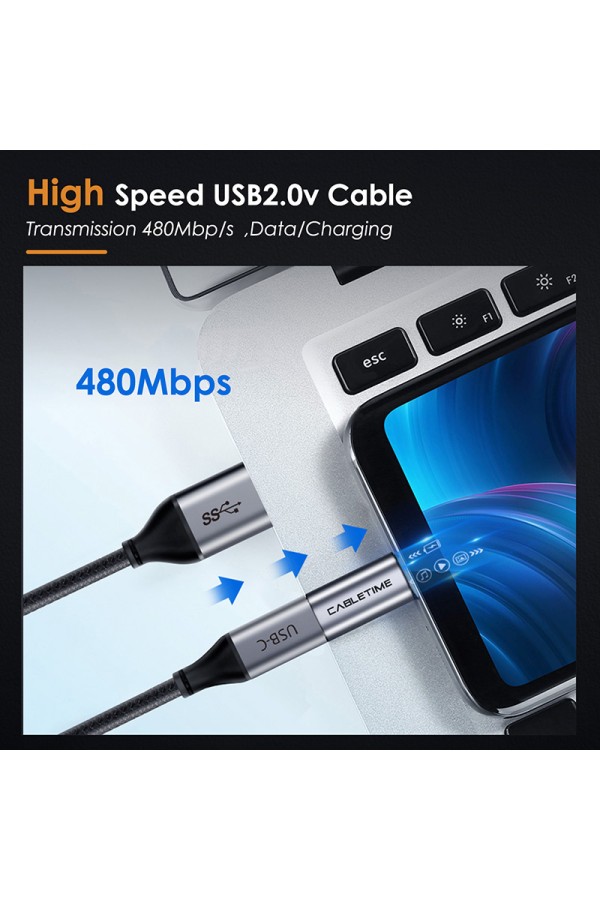 CABLETIME αντάπτορας micro USB σε USB-C CT-CFMCB, 480Mbps, γκρι