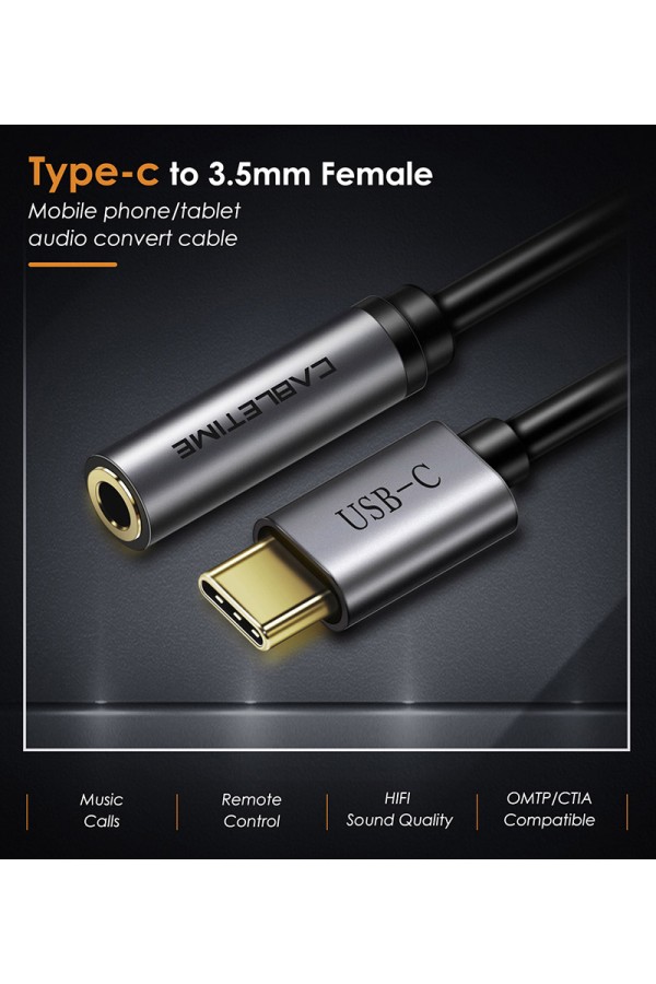 CABLETIME αντάπτορας USB-C σε 3.5mm CT-CMAUDIO, γκρι