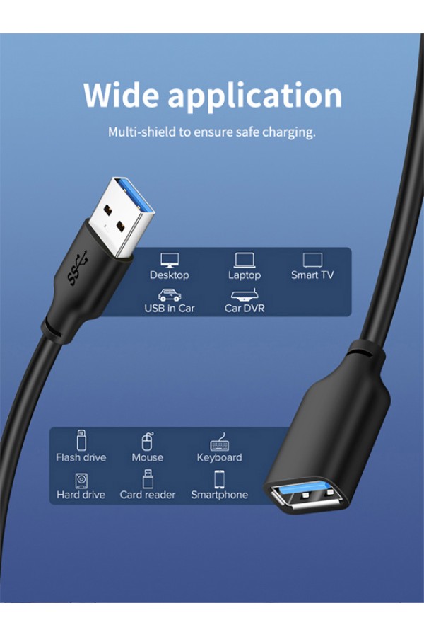 CABLETIME καλώδιο προέκτασης USB CT-AMAFN, 5Gbps, 2m, μαύρο