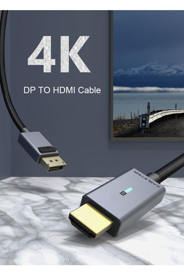 CABLETIME καλώδιο DisplayPort σε HDMI CT-P02G4K, 4K, 1.8m, μαύρο