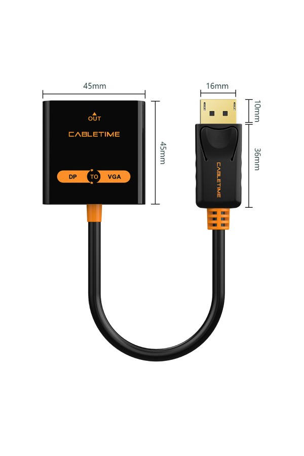 CABLETIME αντάπτορας DisplayPort σε VGA AV586, 1080p/60Hz, μαύρος