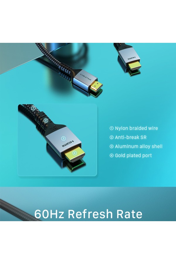 CABLETIME καλώδιο HDMI 2.1 CT-HM8K, 8K/60Hz, 48Gbps, 28AWG, 2m, μαύρο