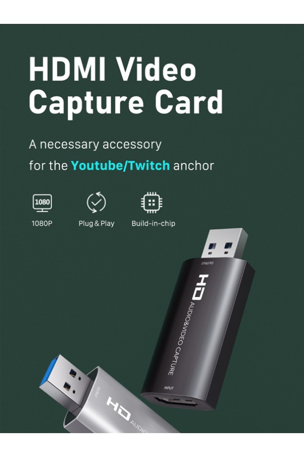 CABLETIME video capture CT-HVC-AB, HDMI/USB σύνδεση, 4K/30Hz, μαύρο