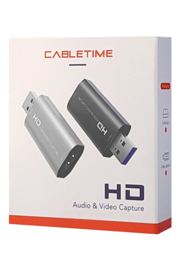 CABLETIME video capture CT-HVC-AB, HDMI/USB σύνδεση, 4K/30Hz, μαύρο