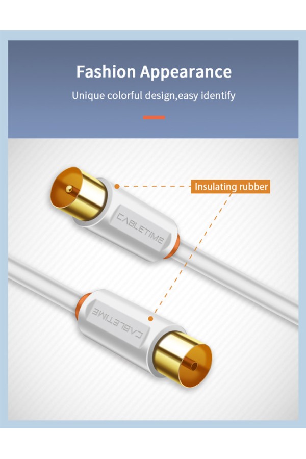 CABLETIME καλώδιο κεραίας CT-AV101, 75OHM, 2m, λευκό