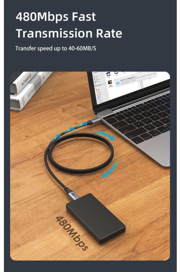 CABLETIME καλώδιο USB-C σε USB-C CT-CMCM, 60W, 480Mbps, 2m, μαύρο