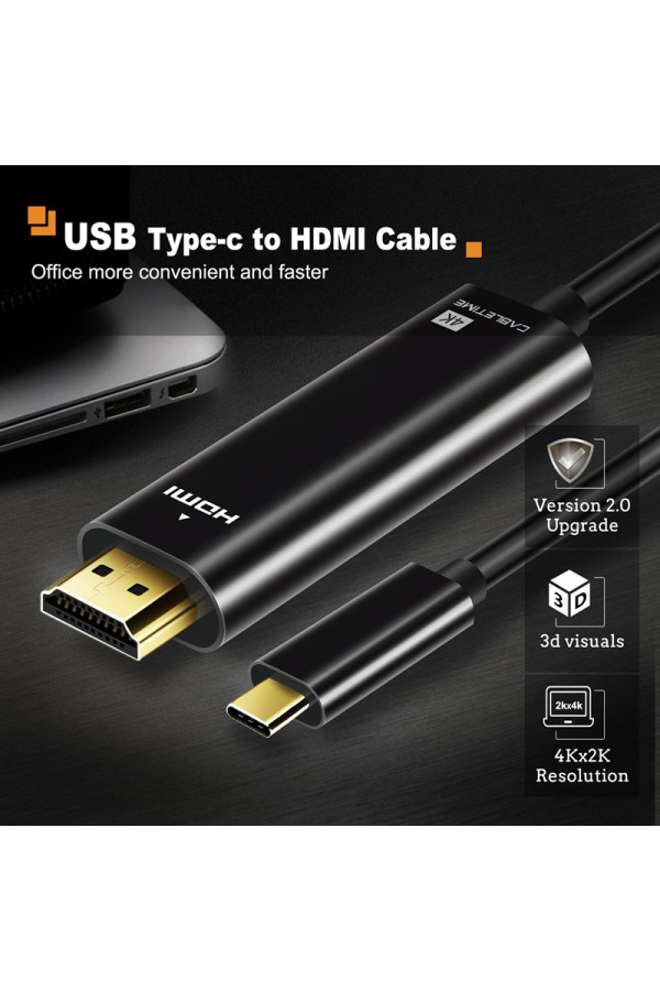 CABLETIME καλώδιο USB-C σε HDMI CT-CMHD, 4K/60Hz, 0.9m, μαύρο