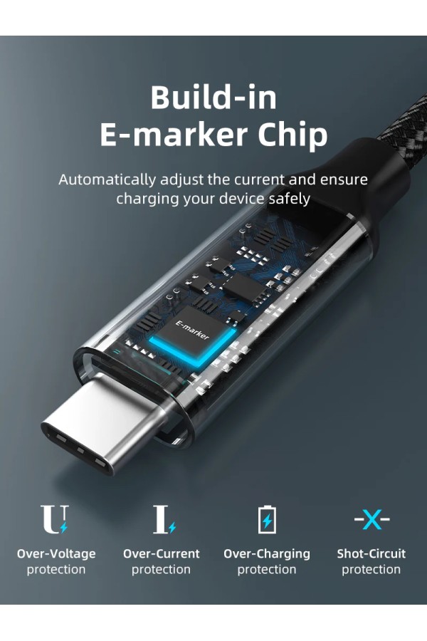 CABLETIME καλώδιο USB-C CT-CMCML-AG1, γωνιακό, 100W 20Gbps 4K, 1m, μαύρο