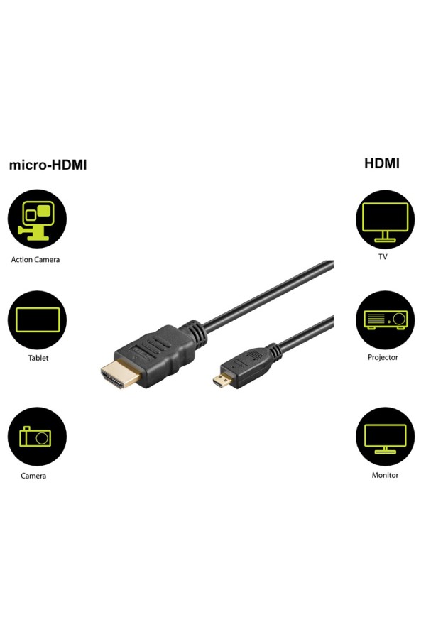 GOOBAY καλώδιο micro HDMI σε HDMI 53784 με Ethernet, 4K/60Hz, 1.5m, μαύρο