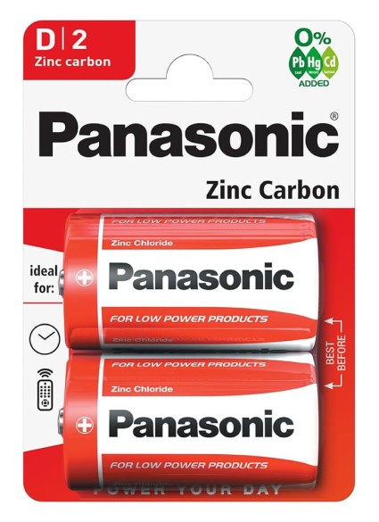 PANASONIC μπαταρίες Zinc Carbon, D/R20, 1.5V, 2τμχ