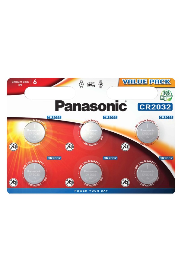 PANASONIC μπαταρία λιθίου, CR2032, 3V, 6τμχ