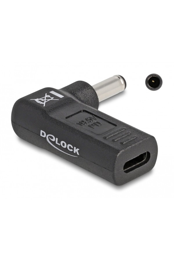 DELOCK αντάπτορας τροφοδοσίας 60007, USB-C σε Dell 4.5x3mm, 90°, μαύρος
