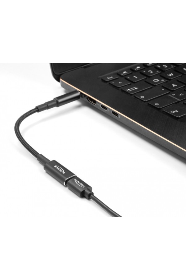 DELOCK καλώδιο τροφοδοσίας 60032, USB-C σε HP 7.4x5.0mm, 15cm, μαύρο